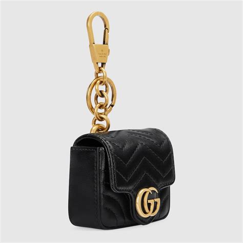 gucci gg 1052|GG Marmont keychain in black leather .